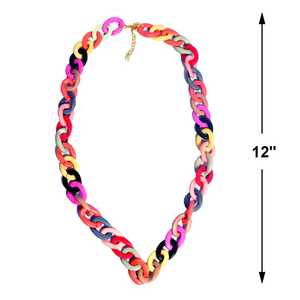 Collection de colliers en résine faits à la main, colliers chaîne statement modernes et colorés, bijoux longueur opéra - Product Image 6