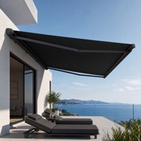 Auvent de luxe moderne à cassette intégrale en HDPE 4x3m, télécommande électrique, protection UV, pour jardin extérieur et balcon