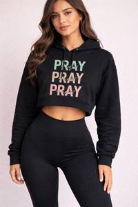 Sweat à capuche court Pray, Sweat à capuche court Faith, Sweat à capuche inspirant minimaliste, Vêtements confortables Faith - Product Image 2