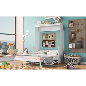 Letto a scomparsa matrimoniale bianco con mensola integrata - Product Image 5