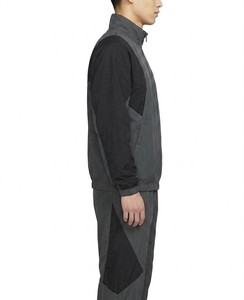 Men's Charcoal Grey And <b>Black</b> Color Block <b>Windbreaker</b> Tracksuit Set Full Zip Jacket With Matching Track Pants Two Piece Suit - Product Image 3