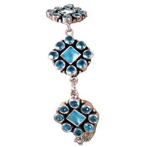 Brass <b>Beaded</b> <b>Bracelet</b> with Blue Synthetic Stone Ethnic Flower Design Bezel Setting Antique Silver Plated Women's Party Gift - Product Image 1