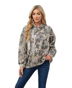 Sweat à capuche unisexe personnalisé avec logo camouflage, imprimé camouflage, vente en gros, automne-hiver, extérieur, polaire, marque privée, pour femmes - Product Image 2