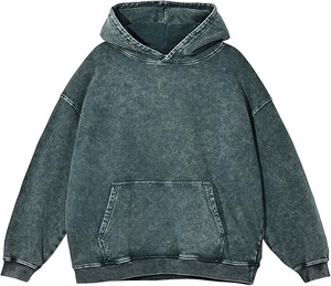 Retro Acid Wash Winter <b>Hoodies</b> <b>for</b> <b>Men</b> Women Custom Embroidery 100% Cotton <b>Oversized</b> Fit Faded Washed Casual Streetwear Quick - Product Image 3