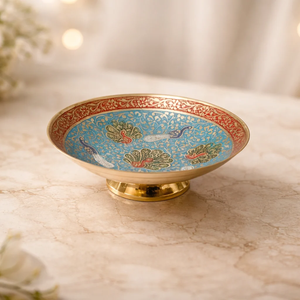 ชาม meenakari ทองเหลืองสีทองหรูหราพร้อมรายละเอียดลวดลายนกยูงมีจำหน่ายในราคาขายส่ง - Product Image 2