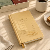 LABON Trio de carnets A5 personnalisés : Matin, Après-midi, Soir, avec couverture rigide en tissu, boîte cadeau tiroir et ruban doré