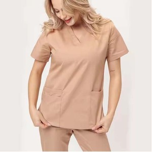 Unisex V-Neck <b>Scrub</b> Sets <b>Purple</b> Polyester Worsted Fabric Seamless Fusing Hospital Uniforms Pants Needle Detection Solid Color - Product Image 6