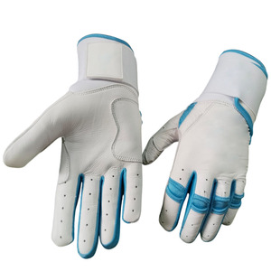 Guantes de Bateo de Cuero Blancos y Azules con Acolchado, Cierre de Velcro, Soporte para Muñeca Izquierda, Transpirables, para Entrenamiento de Adultos, Ambidiestros - Product Image 1
