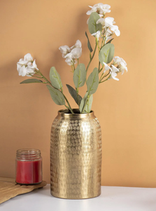 Ensemble de 2 vases en métal texturé doré |   Vases à fleurs décoratifs pour la décoration de la maison, centre de table, décoration de luxe pour la maison - Product Image 5
