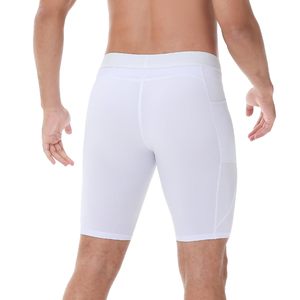 Shorts pour hommes de couleur unie à taille mi-haute avec deux poches latérales, tissu tricoté respirant, taille élastique, style décontracté - Product Image 4