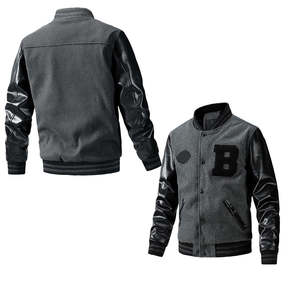 Chaqueta Varsity de Cuero PU Estilo Urbano para Hombre de Alta Calidad, Fabricada por OEM, con Bordado/Chenille Personalizado, Cuello Alto y Mangas - Product Image 4