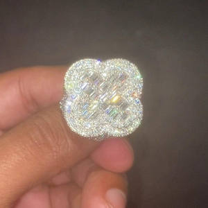 3D คุณภาพสูง VVS Moissanite แร็ปเปอร์ยอดนิยม925สเตอร์ลิงซิลเวอร์ห้องปฏิบัติการเติบโต14K แหวนบาแกตสีขาวทองสำหรับผู้ชาย - Product Image 5