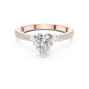 Anillo de Promesa Solitario con Diamante en Forma de Corazón, Oro 10k/14k/18k/Plata de Ley, Diamantes Cultivados en Laboratorio, Banda Pavé, Joyería Fina para Mujer - Product Image 3