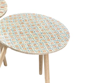 Table artisanale multicolore en nacre avec pieds en bois, style mobilier d'appoint incrusté de coquillages, vente en gros - Product Image 2
