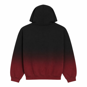 OEM ODM Men's Black <b>Red</b> Gradient <b>Hoodie</b> Pullover Sweatshirt Dip Dye Oversized Top With Kangaroo Pocket custom logo - Product Image 2