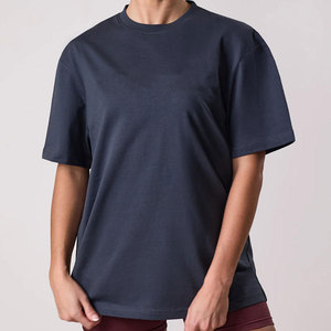 Nouveauté : T-shirts à manches courtes surdimensionnés pour femmes, de haute qualité, couleur unie, coupe ample, respirant, en jersey de coton décontracté - Product Image 1