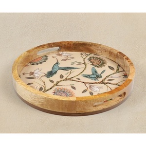 ถาดเสิร์ฟทรงกลมขายดี ถาดเสิร์ฟชา กาแฟ อาหารเช้า ของใช้ในบ้าน ของตกแต่งครัว ถาดอเนกประสงค์ ของใช้ในบ้าน โรงแรม - Product Image 1