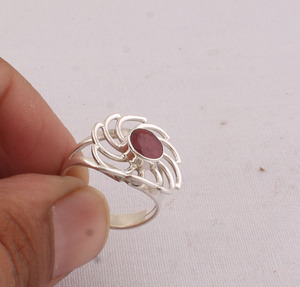 Natural Red <b>Garnet</b> <b>Ring</b> 925 Sterling <b>Silver</b> Vintage Style Deep Red Gemstone <b>Ring</b> for Women Handcrafted Boho Fine Jewelry - Product Image 2