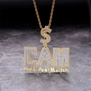 Elegante colgante de letra CAM VVS Moissanite Diamond, chapado en plata de ley 925 - Product Image 1