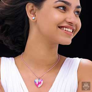 ชุดสร้อยคอเรซิ่นรูปหัวใจพร้อมต่างหูชุดเครื่องประดับชั้นดีป้องกันการเสื่อมเสีย - Product Image 4