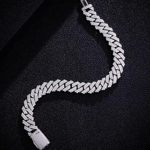 Luxury Iced Out Chevron Cuban Link Hip Hop Chain White Gold Finish <b>Statement</b> <b>Necklace</b> for Men Women Premium Fashion - Product Image 2