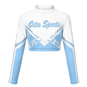 Maillot de cheerleading sublimé bleu clair et blanc à manches longues – Tenue de sport athlétique pour l'entraînement, la pratique et la compétition - Product Image 1