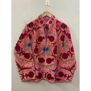 Hand Embroidered Velvet <b>Jacket</b> Women Full Sleeve Turn-down Collar OPEN Closure Autumn Bohemian Heart Pattern Coat - Product Image 6