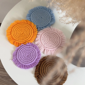 Sous-verres modernes en macramé multicolores, sous-verres élégants en coton, pour café, tasses, antidérapants, écologiques, parfaits pour la maison et le bureau - Product Image 2