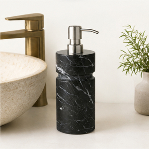 Dispensador de jabón de mármol negro Marquina natural de lujo con bomba de acero inoxidable, botella para jabón líquido y loción para manos, para hotel y hogar. - Product Image 4