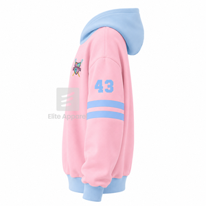 เสื้อฮู้ดดี้ชมรมแกมมา ไพ เดลต้า แบบสั่งทำพิเศษ ปักโลโก้ด้านหน้า สีฟ้าและชมพู แขนสั้น ผ้าฝ้าย สำหรับผู้หญิง - Product Image 3