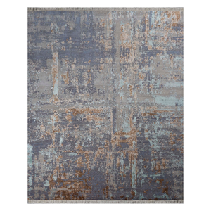 Alfombra de Lana Abstracta Hecha a Mano, Personalizada, Moderna, de Pelo Corto y Estilo Desgastado - Product Image 1