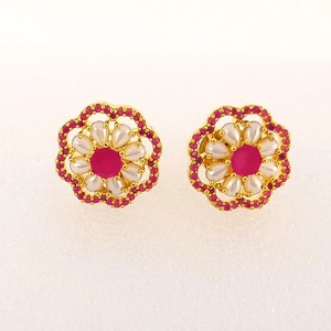 Pendientes de botón chapados en oro de 22 quilates RAY FINE ORNATES, con forma de bola, modernos, para novias, aniversarios, estilo vintage, regalo de joyería - Product Image 3