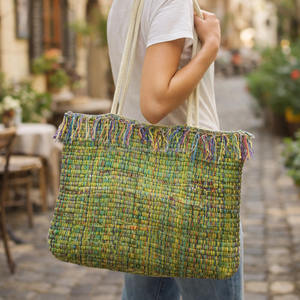 Bolso de mano bohemio con patrón geométrico, bolso de mano de algodón tejido a mano para mujer, elegante bolso de playa para fiestas de verano, bolso de ropa estilo bohemio. - Product Image 6