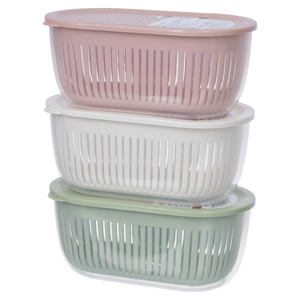 Conteneur de rangement pour fruits et légumes en plastique avec couvercle, panier égouttoir amovible, organisateur de réfrigérateur, boîte de rangement alimentaire - Product Image 4