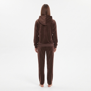 Conjunto de Sudadera con Capucha y Pantalones Deportivos de Terciopelo Marrón para Mujer, Chándal Informal de Longitud Completa con Logotipo Frontal, Ropa de Invierno - Product Image 6