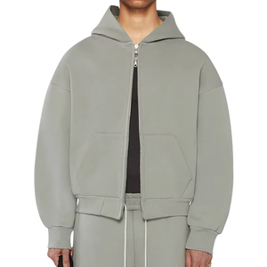 Sweat à capuche zippé pour homme, streetwear d'hiver, en polaire épaisse de qualité, avec logo personnalisé OEM, respirant, séchage rapide, avec poche, couleur unie, coupe classique - Product Image 5