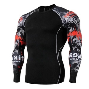 Wholesale Customized MMA Men's Rashguard Short Spandex/Polyester Anti-Bacterial Quick Dry Fitness <b>Boxing</b> Gym Rashguards - Product Image 2