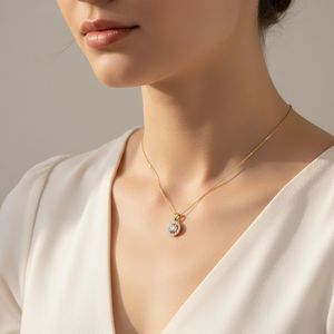 OBERON JEWELS Collier pendentif solitaire halo pour femme avec diamant rond brillant de 0,65 CTW cultivé en laboratoire, plaqué or, avec certificat - Product Image 6