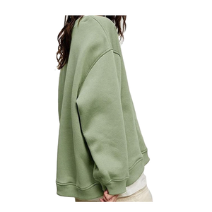 เสื้อสเวตเชิ้ตคอกลมโอเวอร์ไซส์สำหรับผู้หญิง สีพื้น ไหล่ตก แขนยาว ผ้าถัก ผ้าฝ้าย ใส่ได้ในฤดูใบไม้ร่วง - Product Image 4