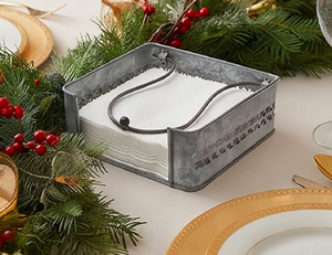 Porte-mouchoirs galvanisé au design carré avec des éléments décoratifs, parfait pour un rangement élégant des serviettes à la maison et au bureau - Product Image 4