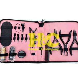 Top Quality Hair Extension Tool <b>Kit</b> Tape Plier Sustainable Loop Hair Clip <b>Beads</b> Comb Hair <b>Kit</b> Black Hair Extension <b>Kit</b> pink Case - Product Image 1