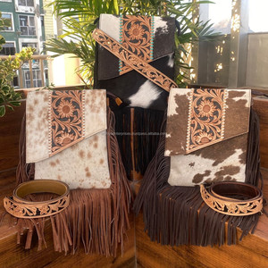 Bolso bandolera con flecos de piel de vaca de lujo personalizado para mujer, bolsos de vaquera occidentales de transporte oculto de cuero genuino - Product Image 4