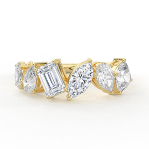 Anillo de Compromiso POOJA DIAMOND de Oro de 14K y 18K con Diamante Cultivado en Laboratorio, Certificado IGI, Corte Redondo y Marquesa, Cinco Piedras Solitarias - Product Image 2