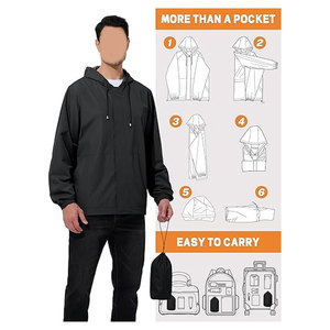 Mens Rain <b>Jacket</b> Waterproof Lightweight Packable Rain Shell Hooded Windbreaker Breathable Outdoor Raincoat for Golf Hiking - Product Image 4