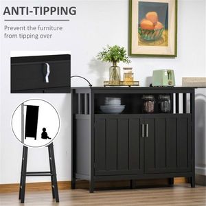 Black Living Room Cabinet for <b>Kitchen</b> Decor - Product Image 6
