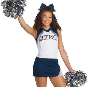 Uniforme de cheerleading personnalisé, couleurs et logo sur mesure, tissu 320g, nouveau design, vente en gros, haute qualité, uniforme de cheerleading sans manches pour adultes - Product Image 1