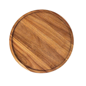 Bandeja Redonda de Madera Premium para Servir de 10 Pulgadas |   Bandeja Multiusos de Madera Maciza para Servir Té, Café y Aperitivos |   Decoración para Cocina y Comedor - Product Image 1