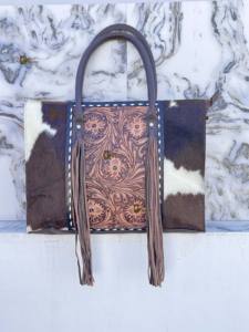 Bolso Tote de Cuero con Flecos, Diseño 2026, Hecho a Mano, Estilo Bohemio, Vintage, con Grabado en Relieve - Product Image 4