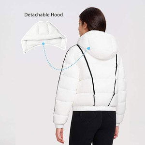 Veste matelassée d'extérieur pour femme OEM ODM avec capuche amovible et col montant, manteau d'hiver chaud pour l'extérieur fabriqué par Ascent Sports - Product Image 2