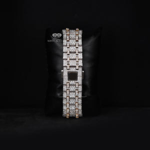 Reloj de Lujo para Hombre, Completamente Cubierto de Diamantes Moissanite, Esfera en Tono Amarillo, Dos Tonos, Estilo Hip Hop, Acero Inoxidable, Automático - Product Image 6